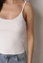 Biały Bawełniany Top Bieliźniany z Koronką na Regulowanych Ramiączkach Beralisa