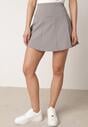 Ciemnoszare Sportowe Spódnico-Szorty z Funkcjonalnymi Kieszonkami Natellea
