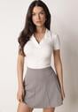 Ciemnoszare Sportowe Spódnico-Szorty z Funkcjonalnymi Kieszonkami Natellea