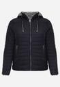 Granatowa Dwustronna Kurtka Pikowana z Kapturem Zidila