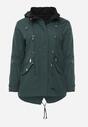 Ciemnozielona Dwustronna Kurtka Przejściowa w Stylu Parki z Kapturem Tidala