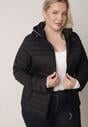 Czarna Pikowana Kurtka Przejściowa z Odpinanym Kapturem Tidesse