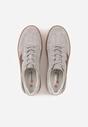 Szare Zamszowe Sneakersy w Stylu Klasycznych Tenisówek ze Skórzaną Wkładką Riosera