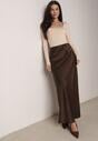 Brązowa Satynowa Spódnica Maxi Shapas