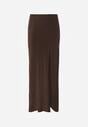Brązowa Satynowa Spódnica Maxi Shapas