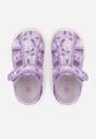 Fioletowe Tenisówki ze Skórzaną Wkładką Królikami Kwiatkami i Ledami Tidora