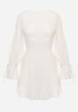 Beżowa Rozkloszowana Sukienka Vices z Bufiastymi Rękawami Eriane