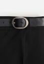 Czarne Garniturowe Spodnie VICES na Kant z Wszytym Paskiem z Klamrą Azivore
