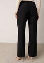 Czarne Garniturowe Spodnie VICES na Kant z Wszytym Paskiem z Klamrą Azivore