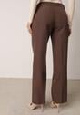 Brązowe Garniturowe Spodnie VICES na Kant z Wszytym Paskiem z Klamrą Azivore