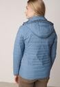 Niebieska Pikowana Kurtka Przejściowa z Kapturem z Lamówką i Ściągaczami Zidara