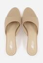 Ciemnobeżowe Klapki na Niskiej Szpilce z Odkrytym Noskiem Cametea