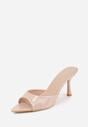 Beżowe Klapki na Szpilce z Odkrytym Noskiem w Szpic Astranate
