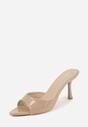 Ciemnobeżowe Klapki na Szpilce z Odkrytym Noskiem w Szpic Astranate