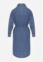 Niebieska Koszulowa Sukienka Jeansowa z Bawełną Ozdobiona Paskiem Carenatesa