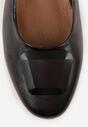 Czarne Czółenka na Niskim Obcasie z Elegancką Aplikacją i Skórzaną Wkładką Cezaline