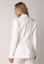 Biała Taliowana Marynarka z Wiskozą z Marszczeniem i Aplikacją przy Wiązaniu Alyndra