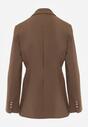 Brązowa Taliowana Marynarka z Wiskozą z Marszczeniem i Aplikacją przy Wiązaniu Alyndra