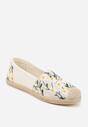 Beżowe Espadryle z Plecionką i Kwiatowym Haftem  Alenara