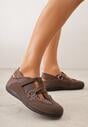Brązowe Siateczkowe Tenisówki w Stylu Balerinek z Paskiem na Rzep Talenate