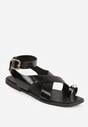 Czarne Sandały Typu Japonki z Metaliczną Ozdobą Meledra