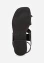 Czarne Sandały Typu Japonki z Metaliczną Ozdobą Meledra