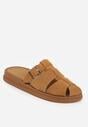 Brązowe Klapki z Paskami i Kwadratową Sprzączką Olyndar
