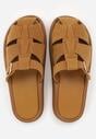 Brązowe Klapki z Paskami i Kwadratową Sprzączką Olyndar
