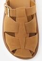Brązowe Klapki z Paskami i Kwadratową Sprzączką Olyndar