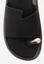 Czarne Klapki Typu Japonki z Metaliczną Ozdobą Samrina