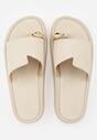 Beżowe Klapki Typu Japonki z Metaliczną Ozdobą Samrina