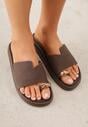 Brązowe Klapki Typu Japonki z Metaliczną Ozdobą Samrina