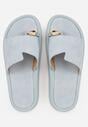 Niebieskie Klapki Typu Japonki z Metaliczną Ozdobą Samrina