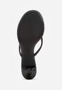Czarne Klapki Japonki na Obcasie Typu Kaczuszka Livnara