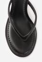 Czarne Klapki Japonki na Obcasie Typu Kaczuszka Livnara