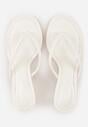 Białe Klapki Japonki na Obcasie Typu Kaczuszka Livnara