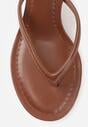 Brązowe Klapki Japonki na Obcasie Typu Kaczuszka Livnara
