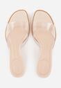 Beżowe Klapki z Transparentną Cholewką na Niskiej Szpilce Yalindra