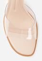 Beżowe Klapki z Transparentną Cholewką na Niskiej Szpilce Yalindra