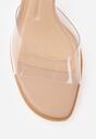 Ciemnobeżowe Klapki z Transparentną Cholewką na Niskiej Szpilce Yalindra
