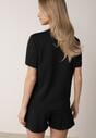 Czarny Letni Komplet z Bawełny i Wiskozy T-shirt i Szorty Celinai