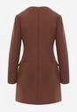 Brązowa Elegancka Sukienka VICES o Trapezowym Kroju z Imitacją Kieszeni Amaliete