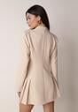 Beżowa Sukienka o Kroju Marynarki VICES z Poduszkami w Ramionach Serlina
