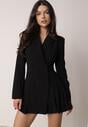 Czarna Sukienka o Kroju Marynarki VICES z Poduszkami w Ramionach Serlina