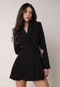 Czarna Sukienka o Kroju Marynarki VICES z Poduszkami w Ramionach Serlina