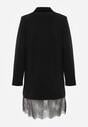 Czarna Pudełkowa Sukienka VICES o Kroju Marynarki z Koronką Nyshis
