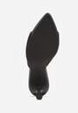 Czarne Klapki na Szpilce z Siateczkową Wyciętą Cholewką Laomesine