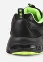 Czarno-Zielone Buty Sportowe Sneakersy ze Wstawkami z Siateczki Thessa