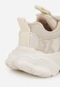 Beżowe Buty Sportowe na Grubej Podeszwie z Siateczką Gwiazdkami i Zapięciem na Rzep Petilacia