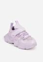 Fioletowe Buty Sportowe na Grubej Podeszwie z Siateczką Gwiazdkami i Zapięciem na Rzep Petilacia